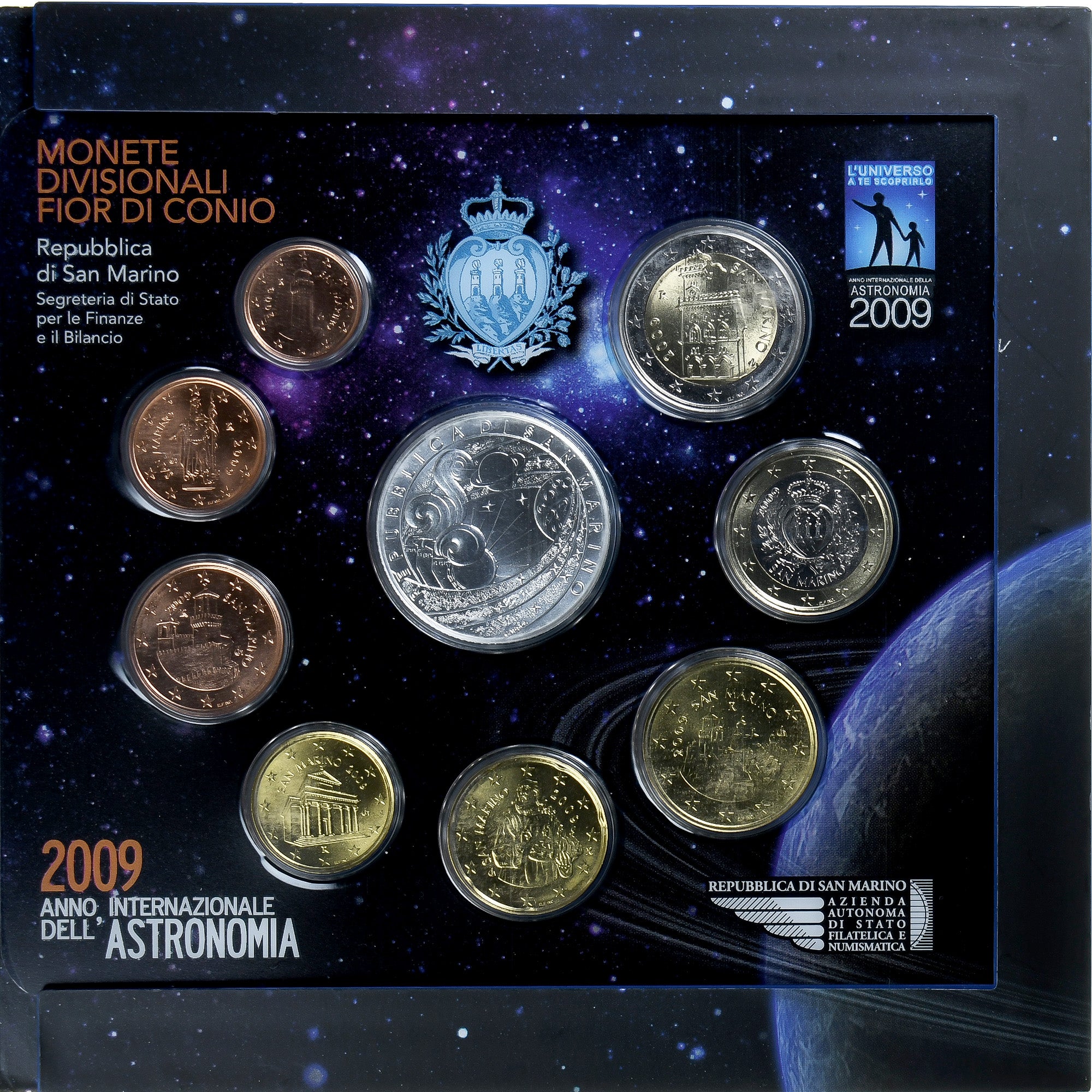 San Marino, Set, année internationale de l'astronomie, 2009, Rome, MS(65-70)