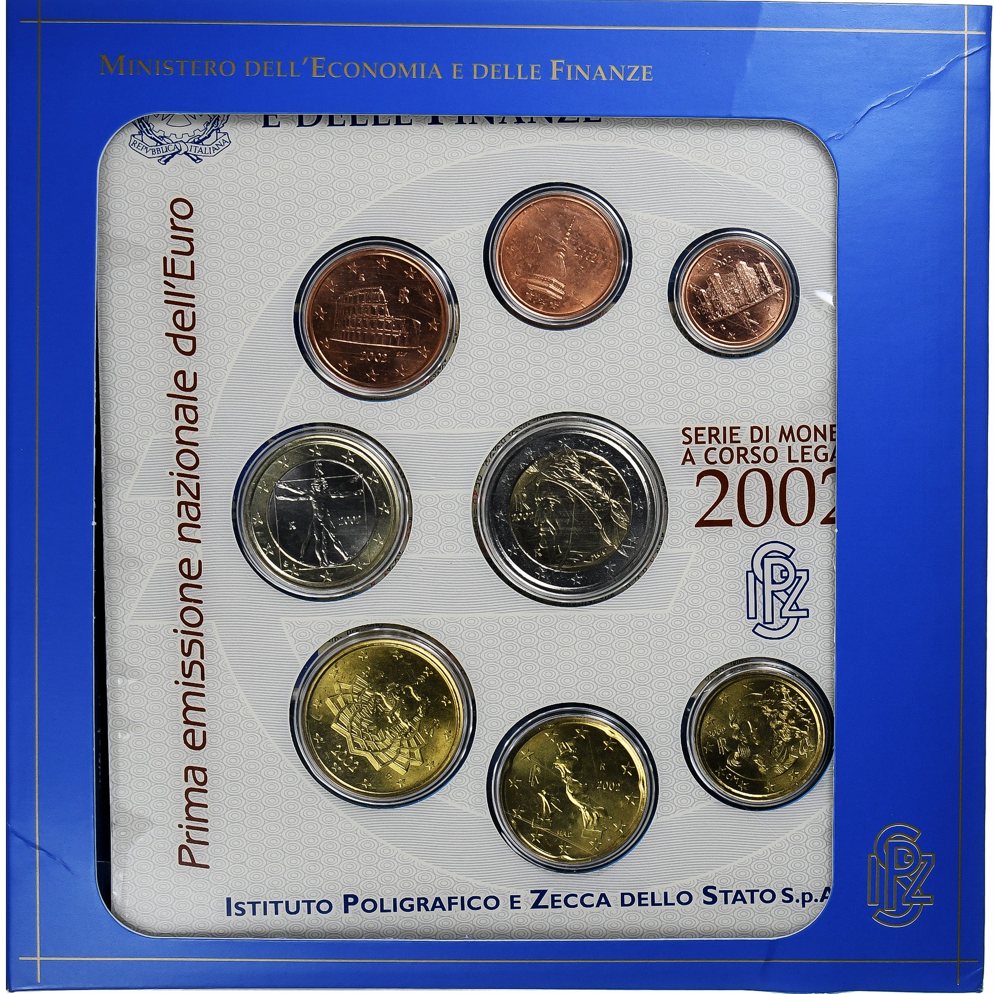 Italien, 1 Cent to 2 Euro, 2002, Rome, BU, STGL