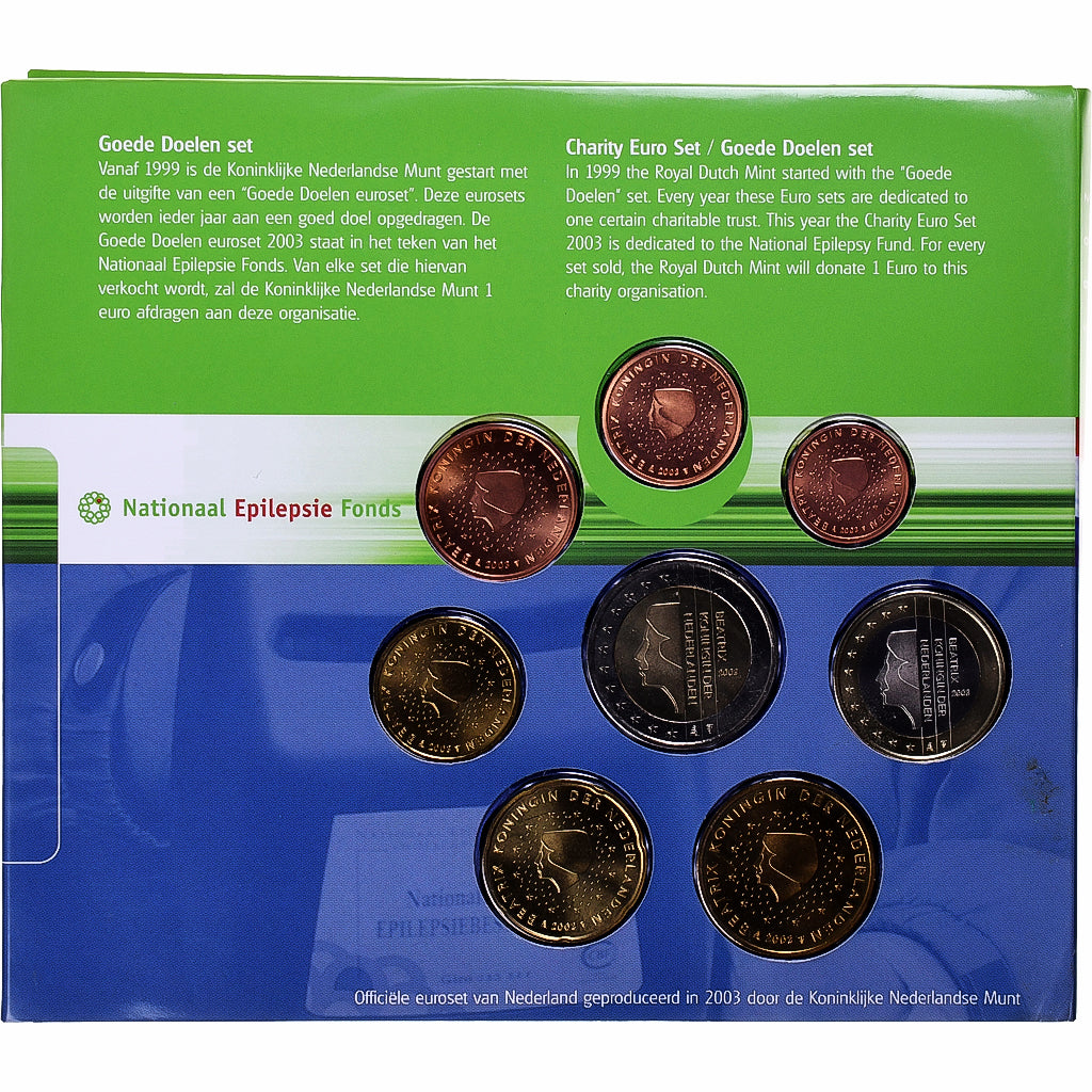 Netherlands, 1 Cent to 2 Euro, Epilepsie fonds, 2003, BU, MS(65-70)