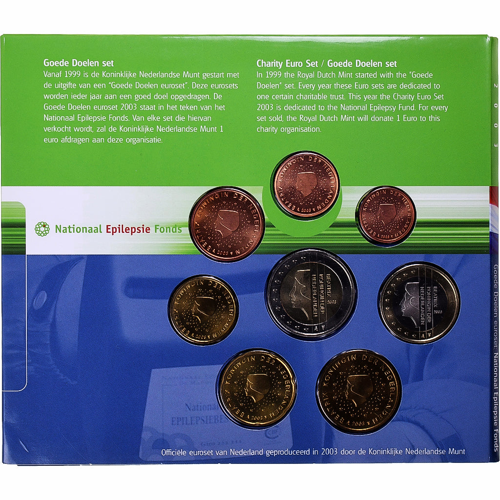 Netherlands, 1 Cent to 2 Euro, Epilepsie fonds, 2003, BU, MS(65-70)