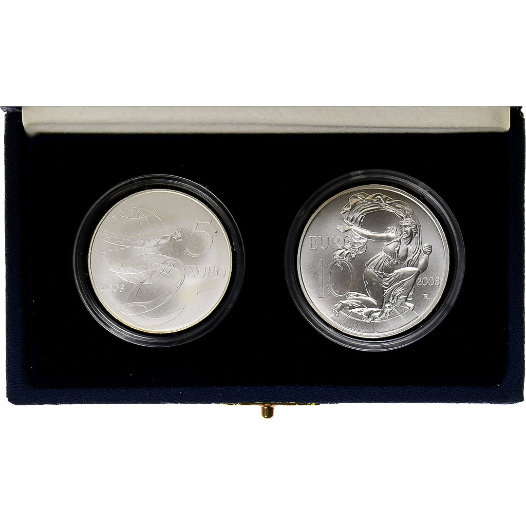 Italie, 5 Euro et 10 Euro, 2003, Rome, L’Europe des Peuples, FDC, Argent