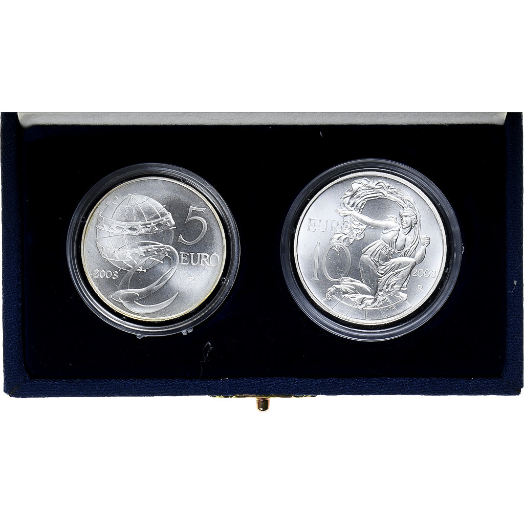 Italy, 5 Euro and 10 Euro, 2003, Rome, L’Europe des Peuples, MS(65-70), Silver