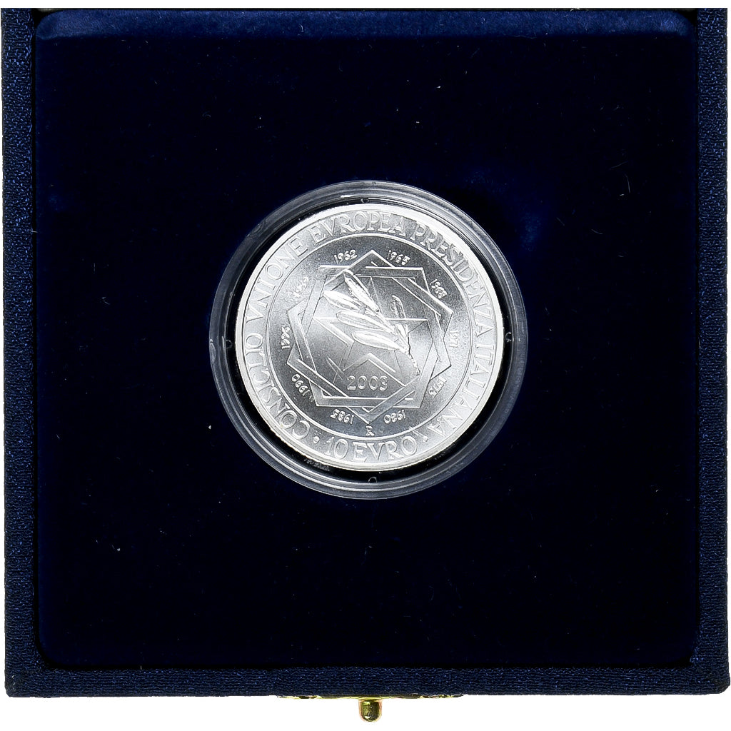 Italy, 10 Euro, Présidence de l'UE, 2003, Rome, MS(65-70), Silver, KM:259