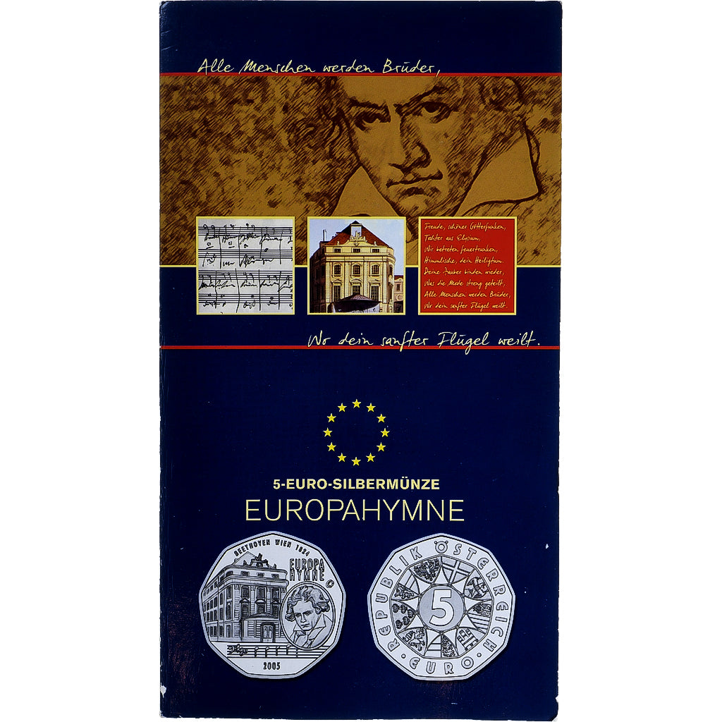 Österreich, 5 Euro, Beethoven, 2005, Vienna, STGL, Silber, KM:3120
