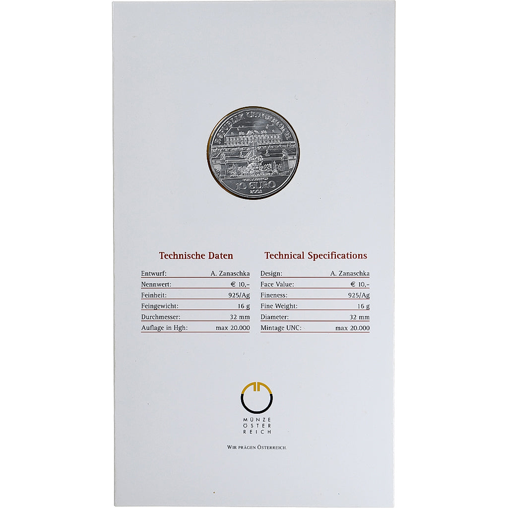 Oostenrijk, 10 Euro, Schlosshof, 2003, Vienna, Zilver, FDC, KM:3106