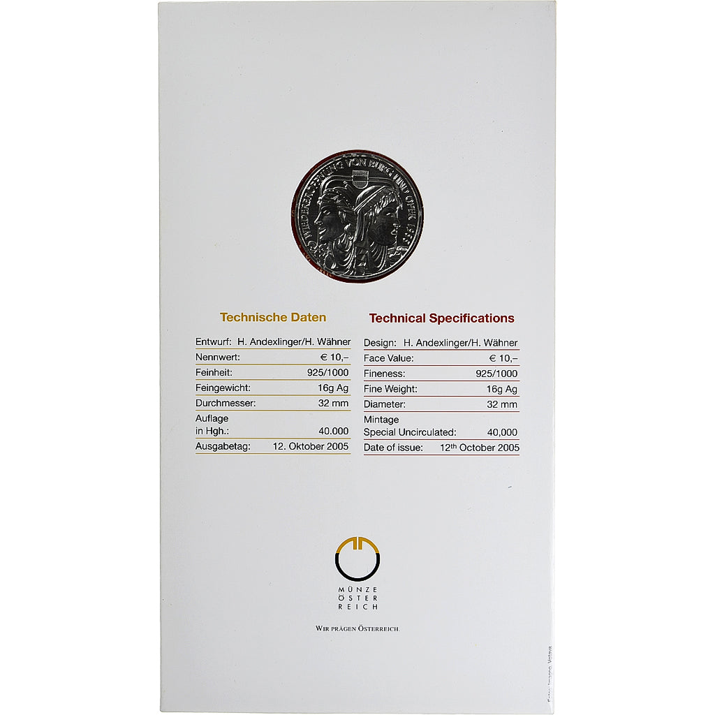 Österreich, 10 Euro, Reopening of the Burg Theater and Opera, 2005, Vienna