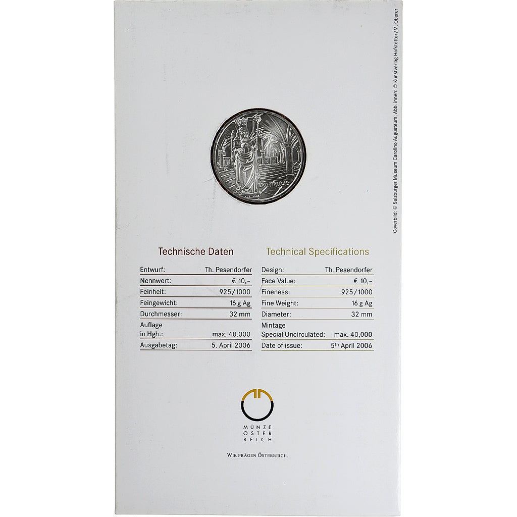 Österreich, 10 Euro, Nonnenberg Abbey, 2006, Vienna, Silber, STGL, KM:3129