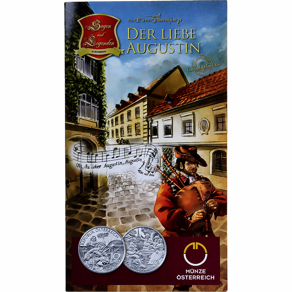 Austria, 10 Euro, Der liebe Augustin, 2011, Vienna, MS(65-70), Silver, KM:3198