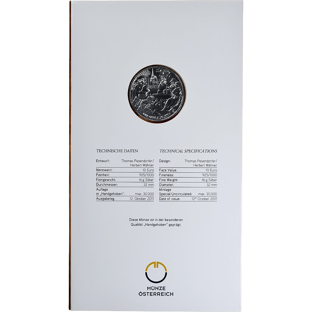 Austria, 10 Euro, Der liebe Augustin, 2011, Vienna, MS(65-70), Silver, KM:3198