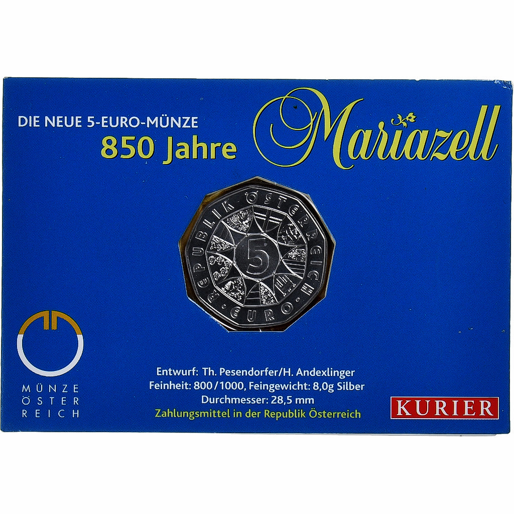 Autriche, 5 Euro, 2007, Vienna, 850 Jahre Mariazell, FDC, Argent, KM:3145