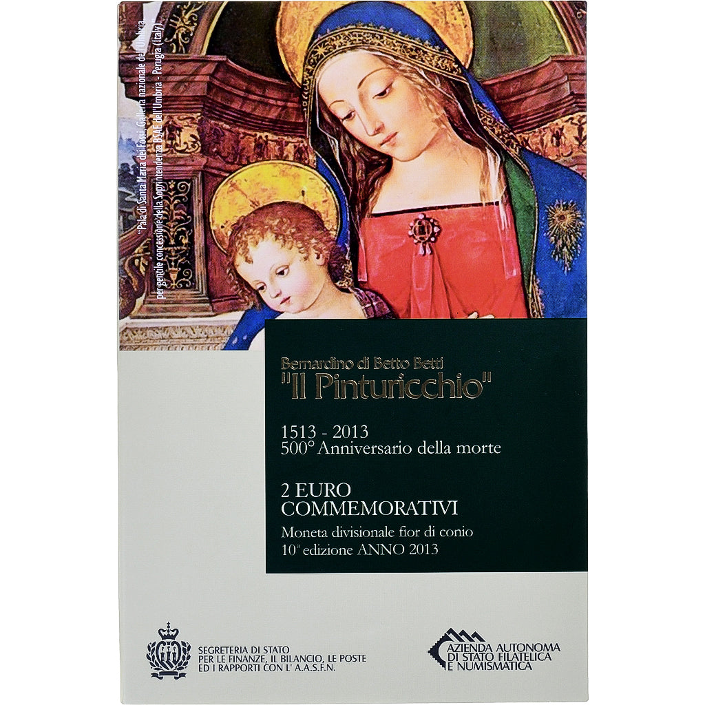 San Marino, 2 Euro, Il Pinturicchio, 2013, Rome, Special Unc., FDC, Bi-Metallic