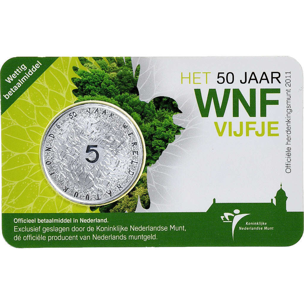 Niederlande, 5 Euro, WWF Anniversary, 2011, STGL, Silver Plated Copper