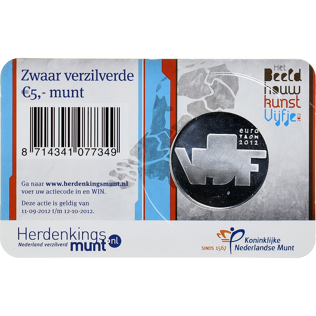 Paesi Bassi, 5 Euro, Beeldhouwkunst, 2012, FDC, Rame placcato argento
