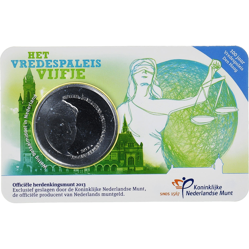 Netherlands, 5 Euro, 2013, 100 years of the PeacePalace. FDC, MS(65-70), Silver