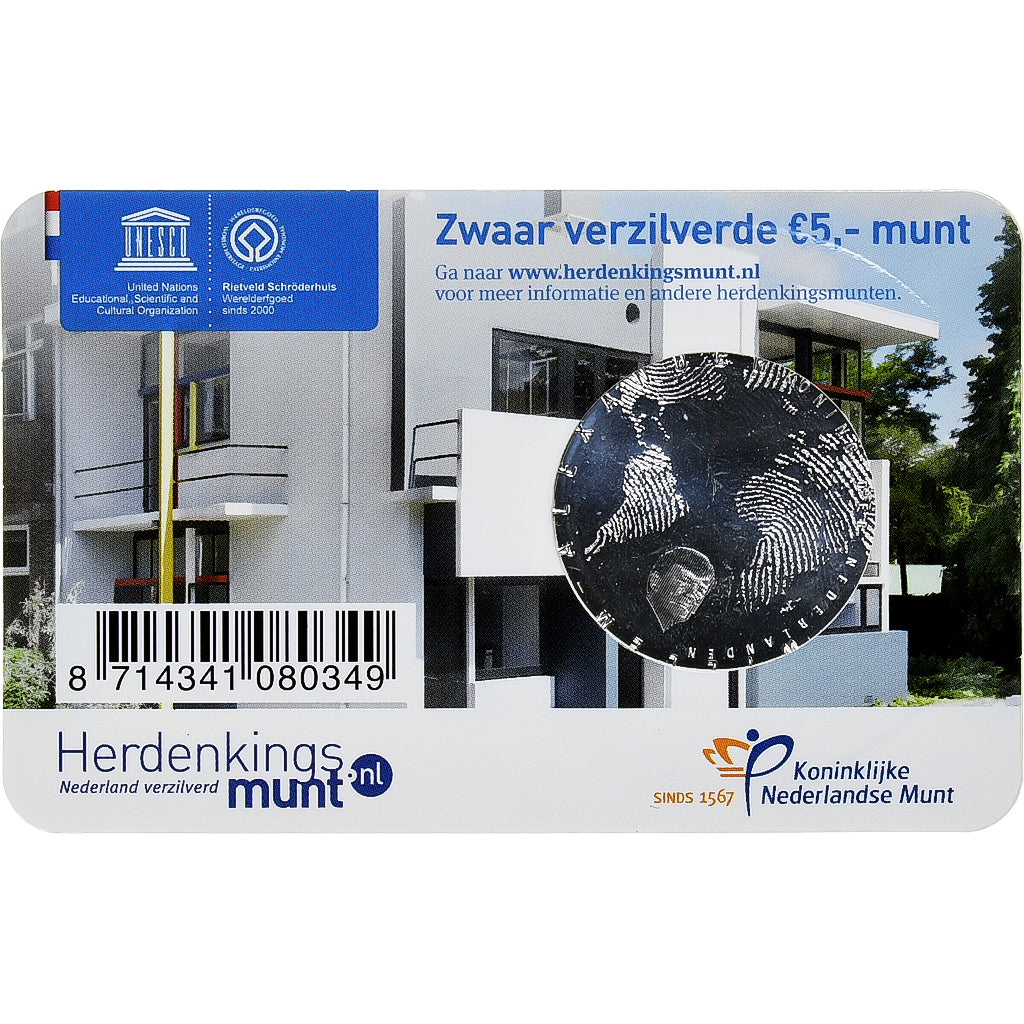 Holandia, 5 Euro, Rietveld Schröderhuis, 2013, MS(65-70), Srebro platerowane