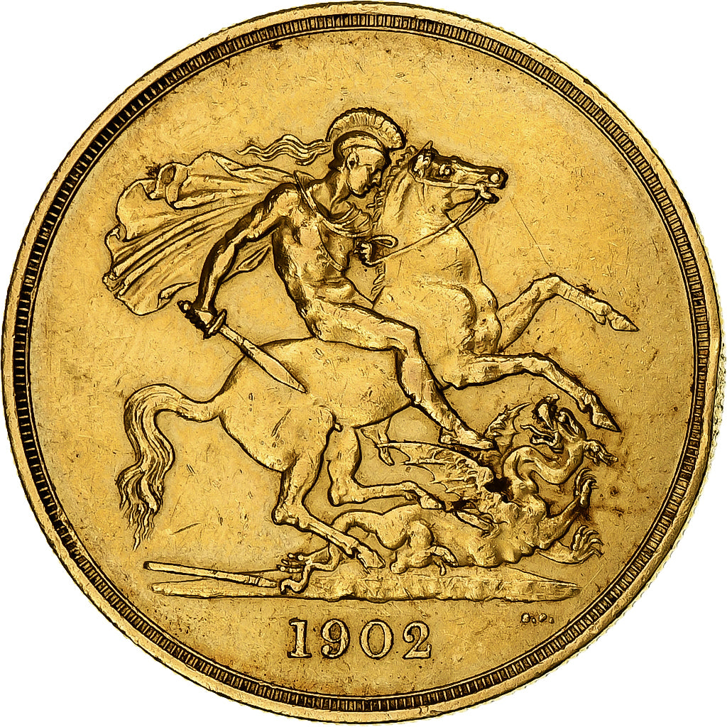 Grande-Bretagne, Edward VII, 5 Pounds, 1902, Or, TTB+, KM:807