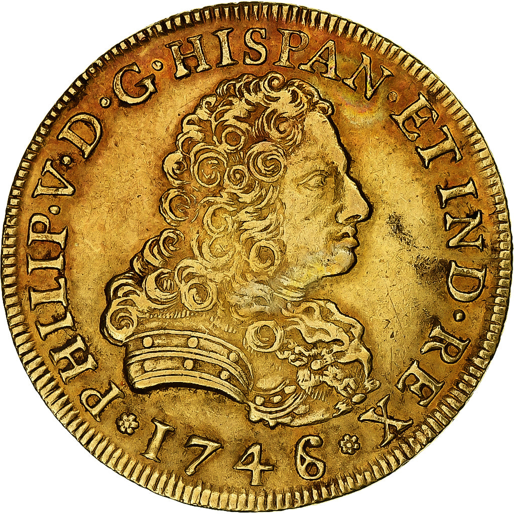 México, Philip V, 8 Escudos, 1746/5, Mexico City, Oro, MBC+, KM:148