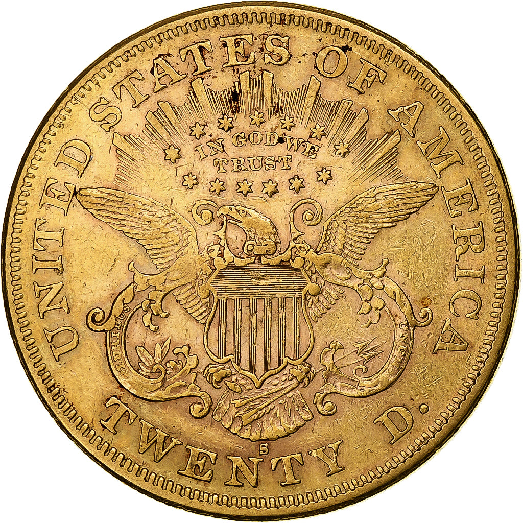 Coin, United States, Liberty Head, $20, Double Eagle, 1876, U.S. Mint, San