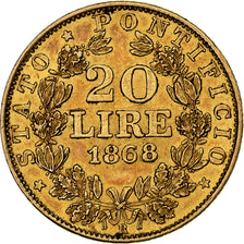 Coin, ITALIAN STATES, PAPAL STATES, Pius IX, 20 Lire, 1868, Roma, EF(40-45)