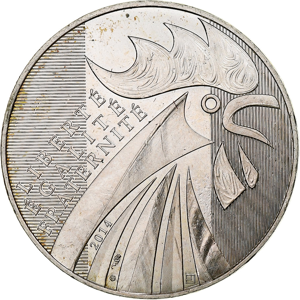 Francja, 10 Euro, Coq, 2014, MS(60-62), Srebro, Gadoury:EU656