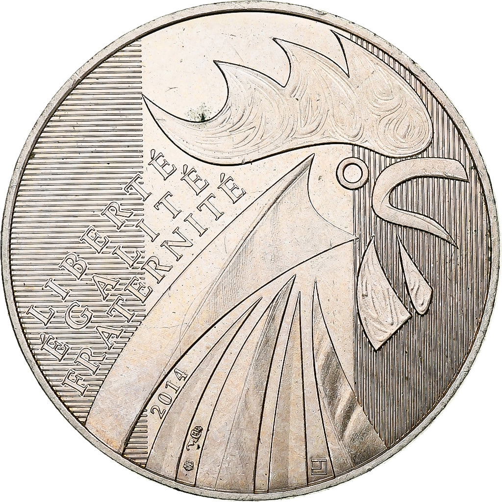 Francja, 10 Euro, Coq, 2014, MS(64), Srebro, Gadoury:EU656