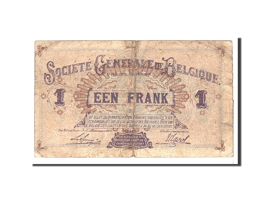 Banknote, Belgium, 1 Franc, 1918, 1918-06-03, KM:86b, VF(20-25)
