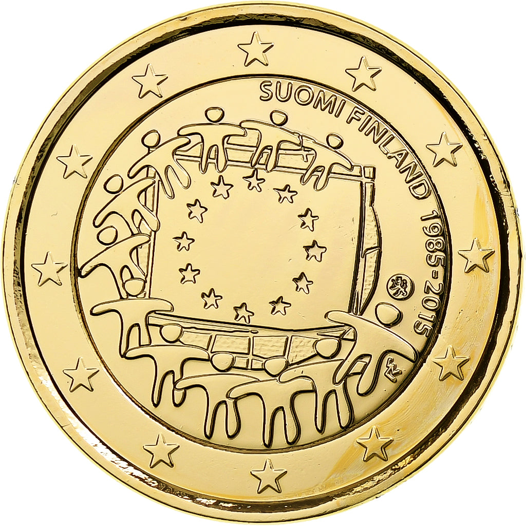 Finnland, 2 Euro, 2015, 30 ans   Drapeau européen, VZ+, Bi-Metallic, KM:New