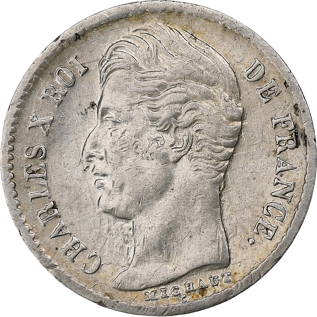 France, Charles X, 1/4 Franc, 1828, Strasbourg, Silver, VF(30-35)