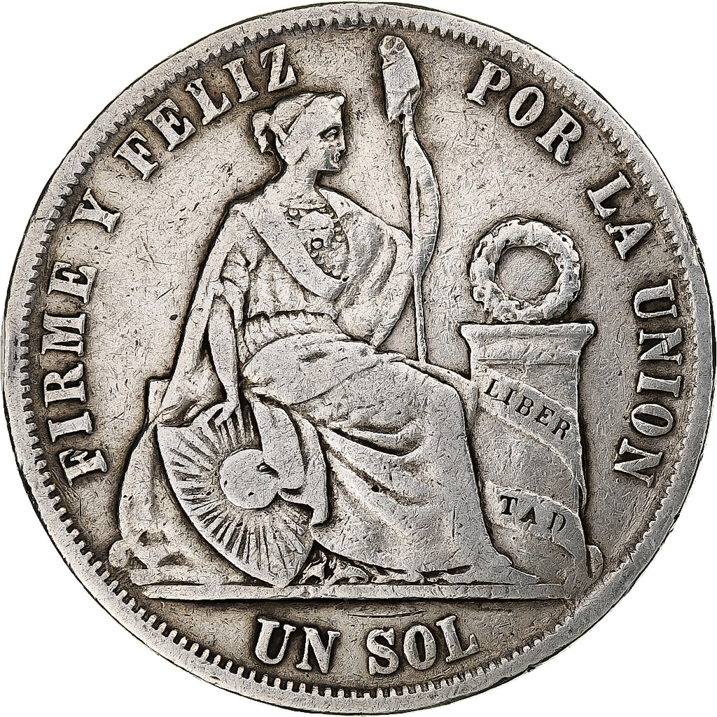 Monnaie, Pérou, SOUTH PERU, Sol, 1865, Lima, TB, Argent, KM:196.1