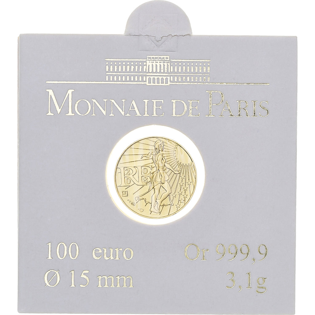 Francja, Monnaie de Paris, 100 Euro, 2008, Paris, Semeuse FDC, MS(65-70)