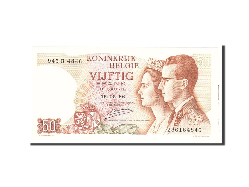 Belgium, 50 Francs, 1966, KM:139, 1966-05-16, UNC(63)