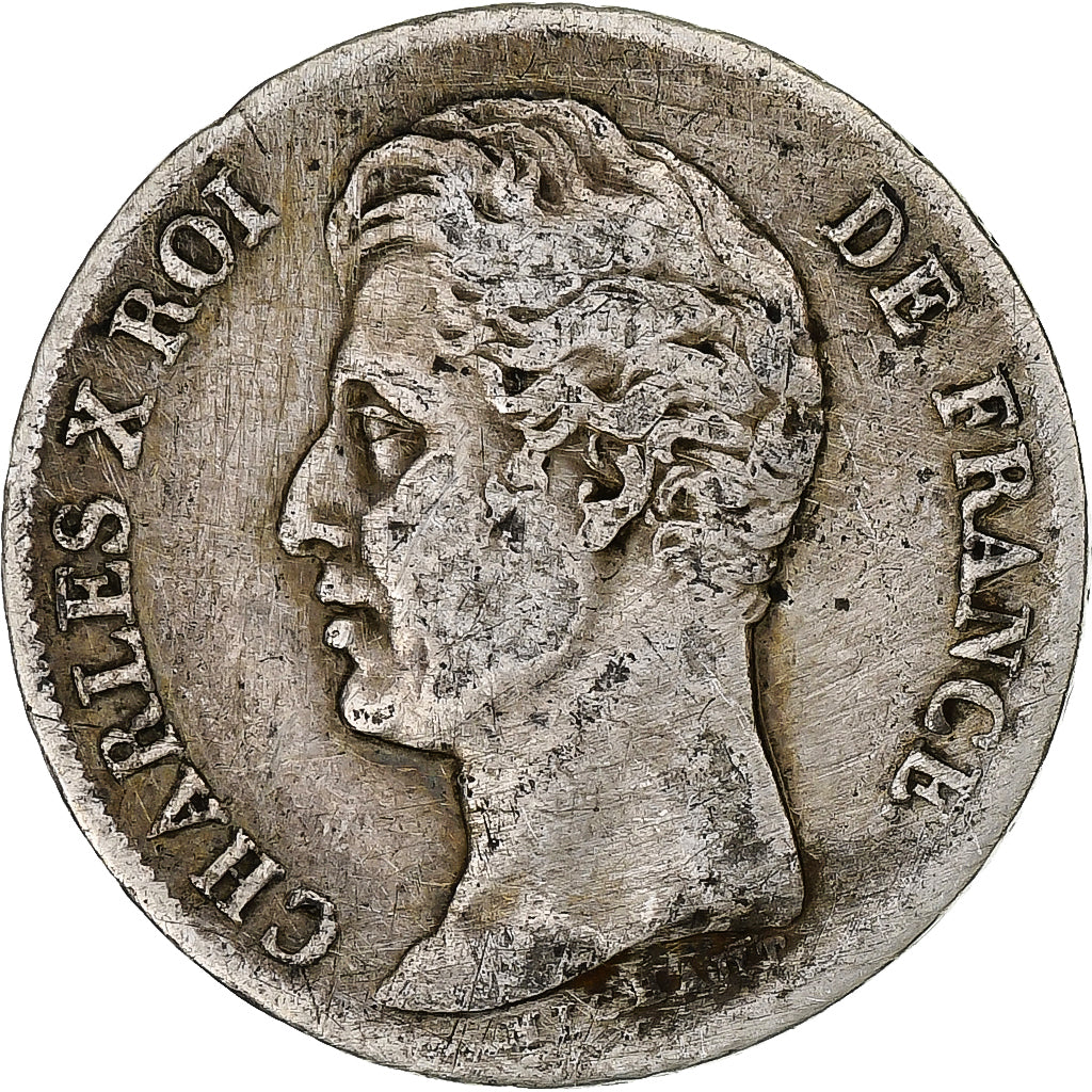 Moneta, Francja, Charles X, Franc, 1828, Strasbourg, VF(30-35), Srebro, KM:724.3