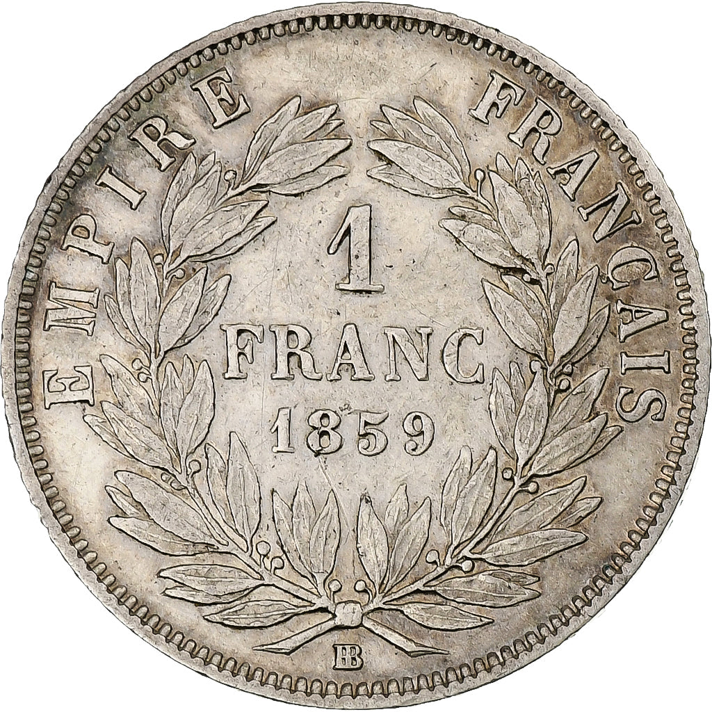 Moneta, Francia, Napoleon III, Napoléon III, Franc, 1859, Strasbourg, BB