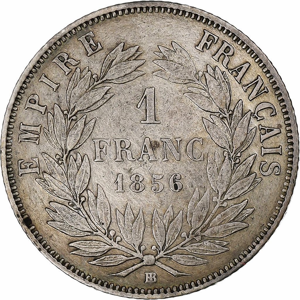 Moeda, França, Napoleon III, Napoléon III, Franc, 1856, Strasbourg, EF(40-45)