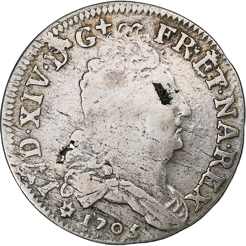 Coin, France, Louis XIV, 11 Sols aux couronnes de Strasbourg, 10 Sols-1/8 Ecu