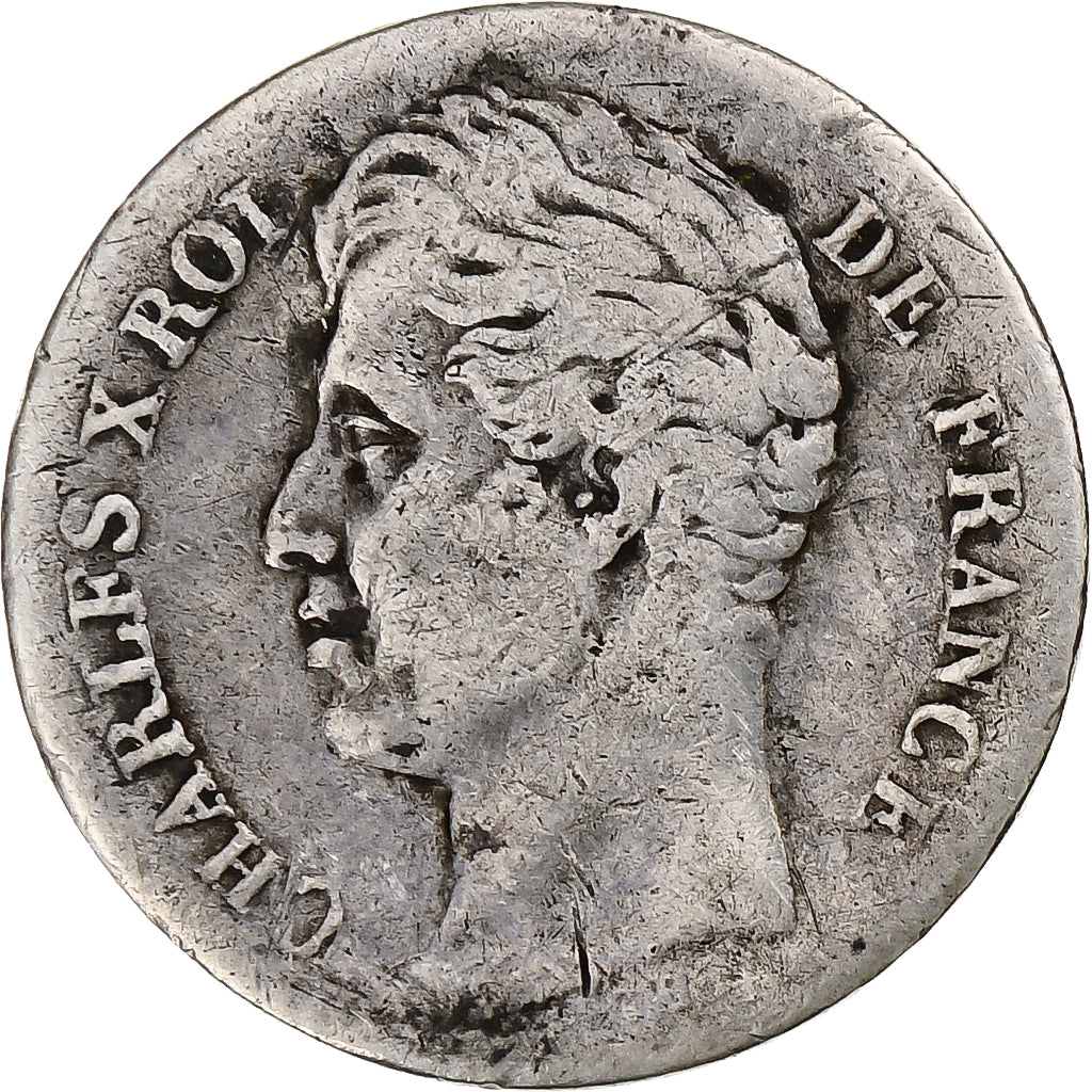 Coin, France, Charles X, 1/2 Franc, 1828, Strasbourg, F(12-15), Silver