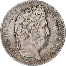 Moneda, Francia, Louis-Philippe, 25 Centimes, 1845, Strasbourg, MBC+, Plata