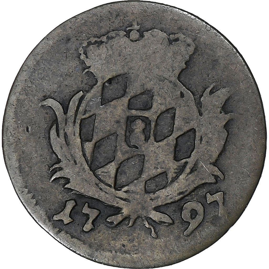 Moneta, Landy niemieckie, BAVARIA, Karl Theodor, Kreuzer, 1797, Munich