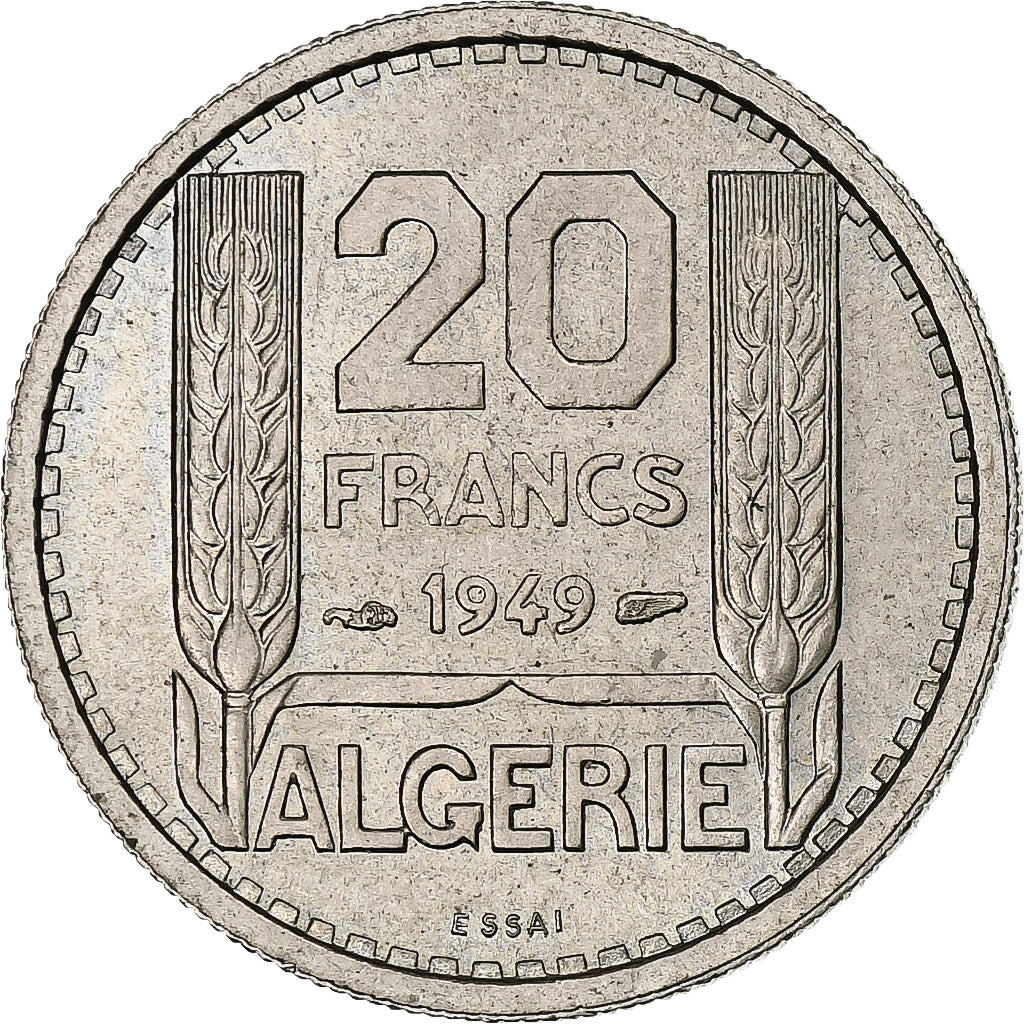 Moneta, Algieria, 20 Francs, 1949, Paris, PRÓBA, MS(65-70), Miedź-Nikiel