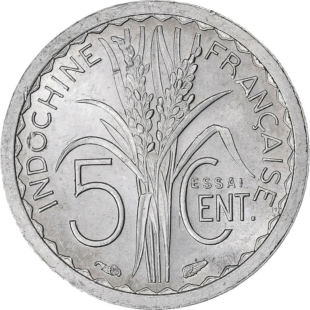 Coin, FRENCH INDO-CHINA, 5 Cents, 1946, Paris, ESSAI, MS(60-62), Aluminum