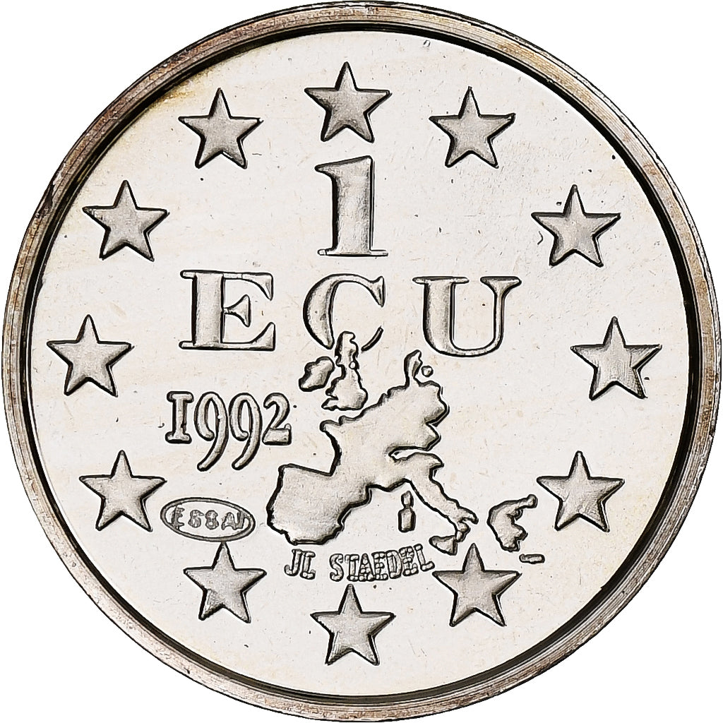 France, Médaille, European coinage test, 1 ecu, History, 1992, FDC, Argent