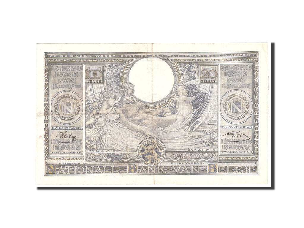 Banknote, Belgium, 100 Francs-20 Belgas, 1943, 1943-06-30, KM:107, EF(40-45)