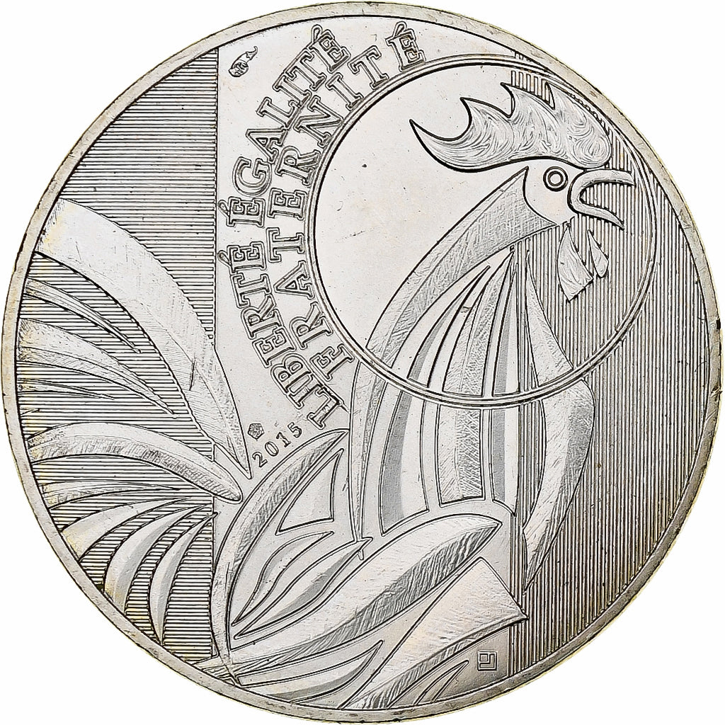 Francja, 10 Euro, Monnaie de Paris, Coq, 2015, MS(60-62), Srebro, Gadoury:EU727