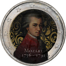 Österreich, 2 Euro, Mozart, Colourized, UNZ, Bi-Metallic, KM:New