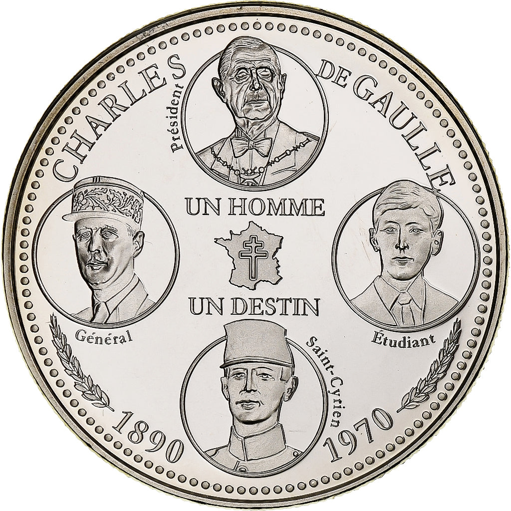 France, Médaille, Charles de Gaulle, un Homme, un Destin, FDC, Cupro-nickel