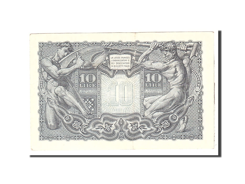 Italy, 10 Lire, 1944, KM:32b, 1944-11-23, EF(40-45)