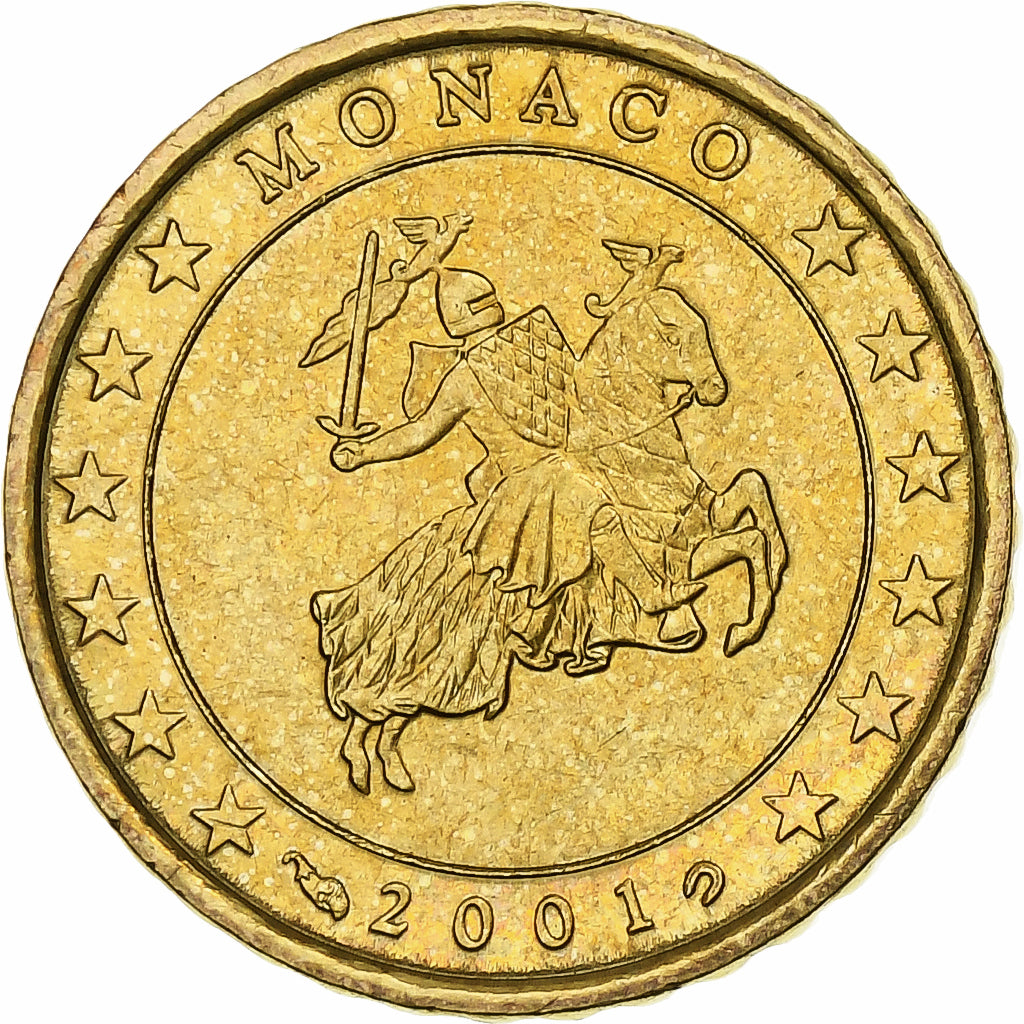 Monaco, 10 Euro Cent, 2001, Paris, VZ, Messing, KM:170