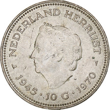 Coin, Netherlands, Juliana, 10 Gulden, 1970, Utrecht, MS(60-62), Silver, KM:195