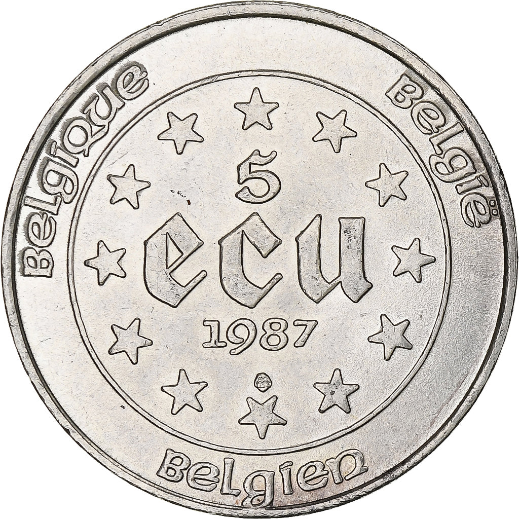 Munten, België, 5 Ecu, 1987, UNC, Zilver, KM:166
