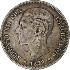 Munten, Spanje, Alfonso XII, 5 Pesetas, 1878, Madrid, FR, Zilver, KM:676